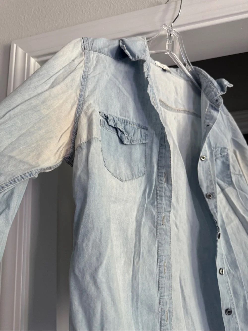Light Blue Chambray Denim Shirt - Casual Button-Up - Picture 2 of 7